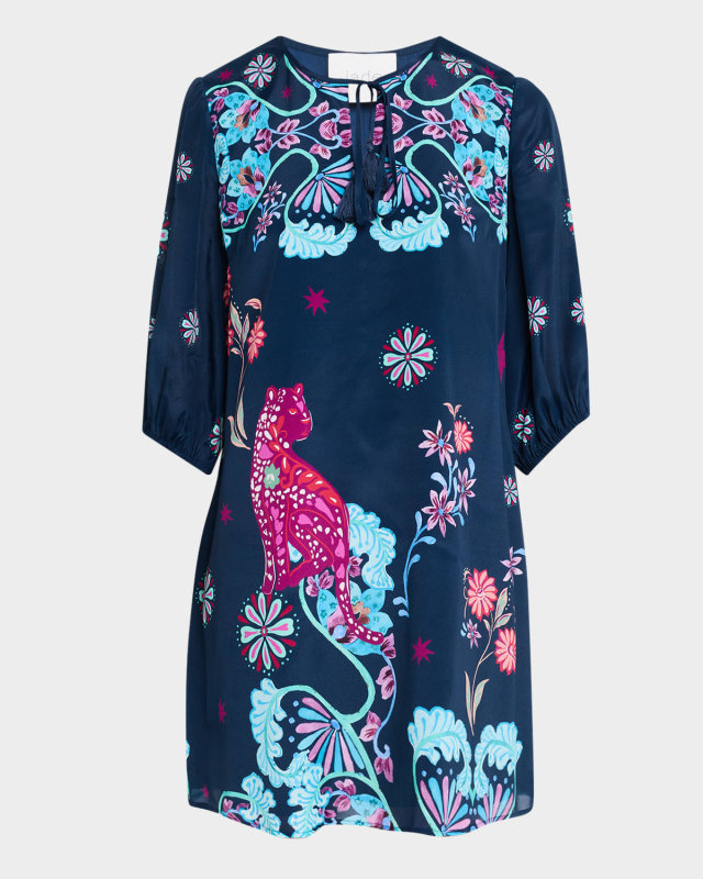 Vesna Floral-Print Keyhole Mini Shift Dress